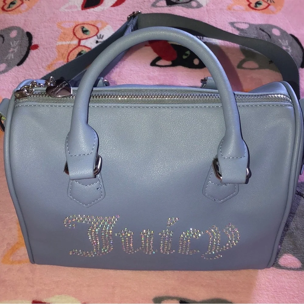 Juicy Couture Light Blue Rhinestone Logo Satchel